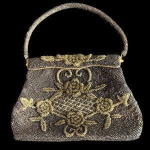 Gorgeous Vintage Heavily Beaded Evening Bag Purse | Elegant Floral Handbag